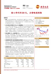 2018年年报点评：核心净利润84亿，业绩略超预期