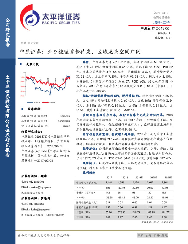 中原证券：业务梳理蓄势待发，区域龙头空间广阔
