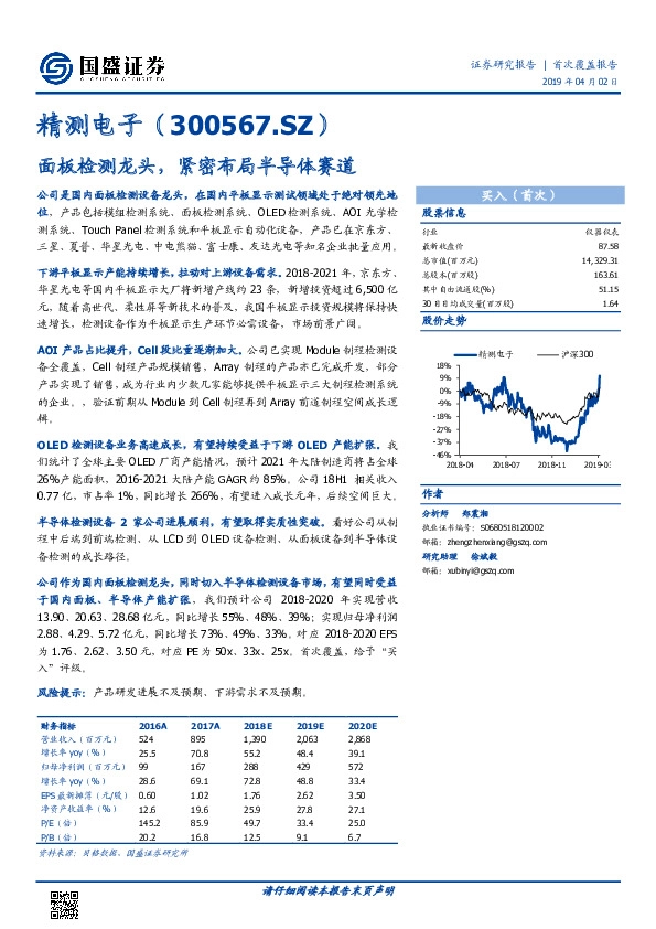面板检测龙头，紧密布局半导体赛道