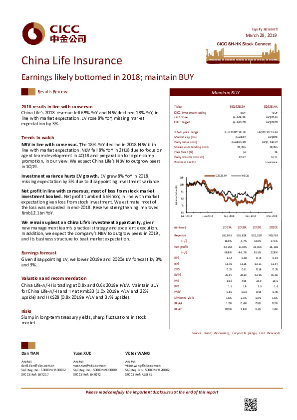 Earnings likely bottomed in 2018; maintain BUY