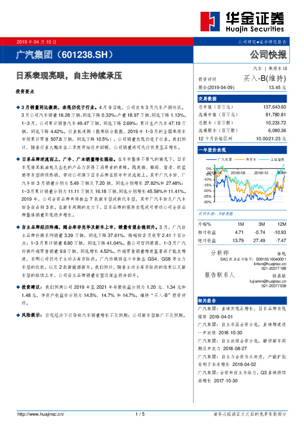 日系表现亮眼，自主持续承压