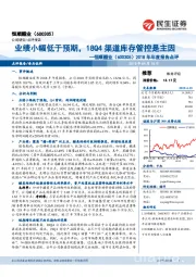 2018年年度报告点评:业绩小幅低于预期,18Q4渠道库存管控是主因