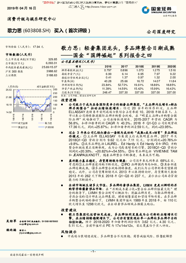 国金“国牌崛起”系列报告之四：歌力思：轻奢集团龙头，多品牌整合日渐成熟