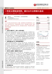 扬农化工2019年一季报点评：一季度业绩略超预期，奠定全年业绩增长基础