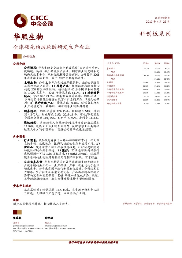 全球领先的玻尿酸研发生产企业