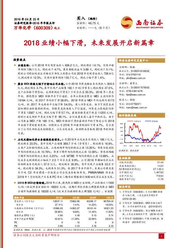 2018业绩小幅下滑，未来发展开启新篇章