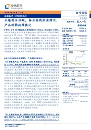 业绩符合预期,各业务线快速增长,产品结构持续优化