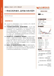 2019年一季报点评：一季度实现高增长，盈利能力稳步提升