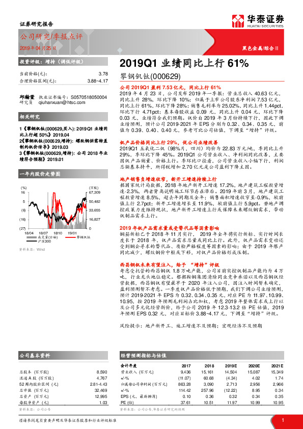 2019Q1业绩同比上行61%