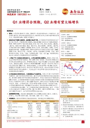 Q1业绩符合预期，Q2业绩有望大幅增长
