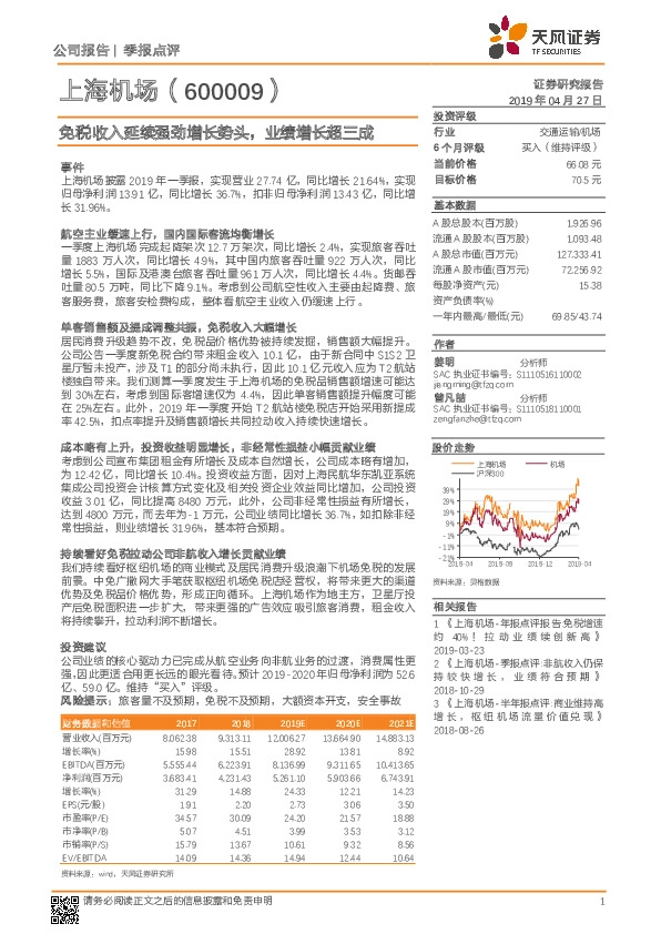 免税收入延续强劲增长势头，业绩增长超三成