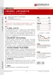 2019年一季报报点评：三费显著增加，全国市场拓展可期