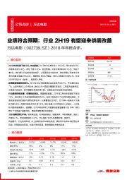 2018年年报点评：业绩符合预期；行业2H19有望迎来供需改善