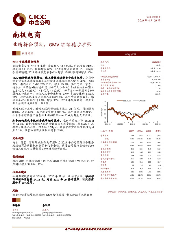 业绩符合预期，GMV继续稳步扩张