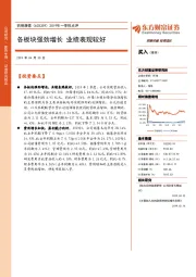 2019年一季报点评：各板块强劲增长 业绩表现较好