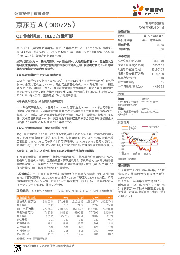 Q1业绩拐点，OLED放量可期