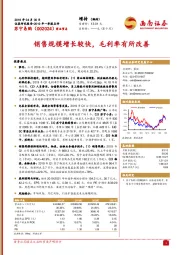 2019年一季报点评：销售规模增长较快，毛利率有所改善