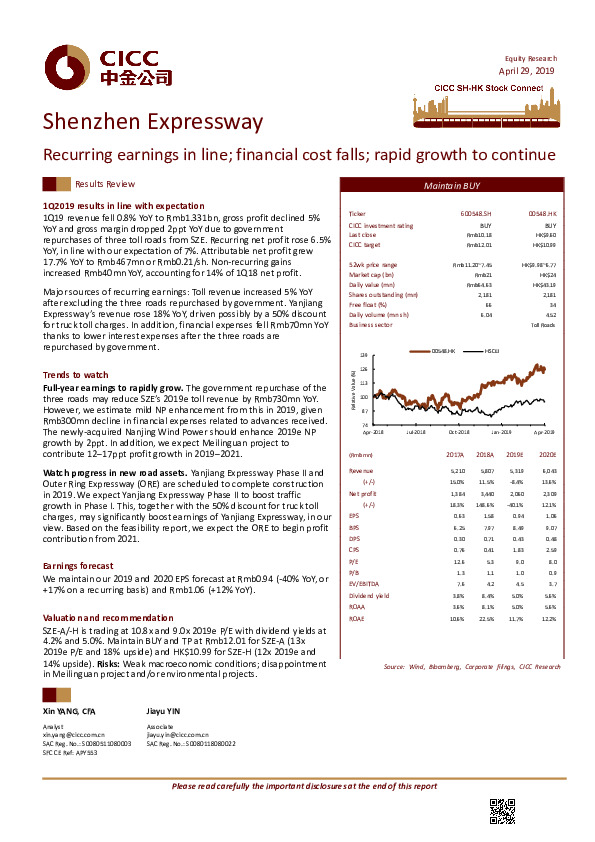 Recurring earnings in line; financial cost falls; rapid growth to continue