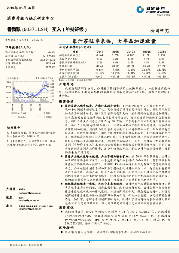 果汁茶旺季来临，大单品加速放量