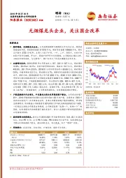 无烟煤龙头企业，关注国企改革
