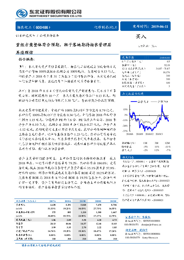 重组方案整体符合预期，靴子落地期待扬农管理