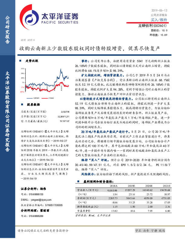 收购云南新立少数股东股权同时债转股增资，促其尽快复产
