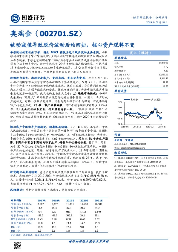 被动减值导致股价波动后的回归，核心资产逻辑不变