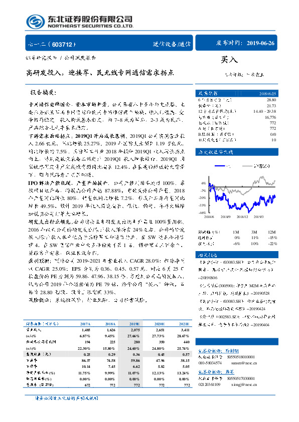 高研发投入，迎接军、民无线专网通信需求拐点