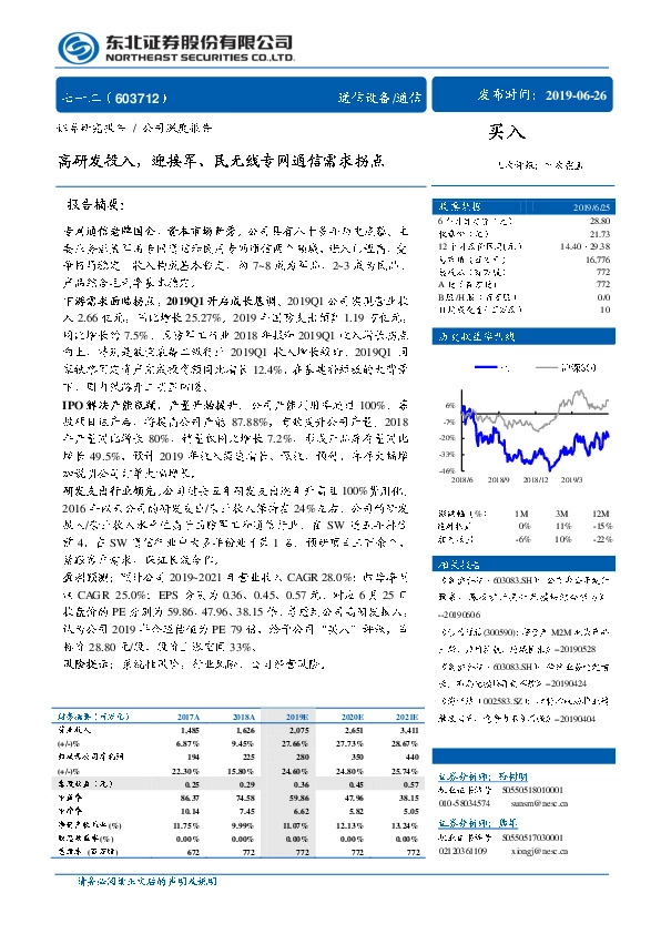 高研发投入，迎接军、民无线专网通信需求拐点