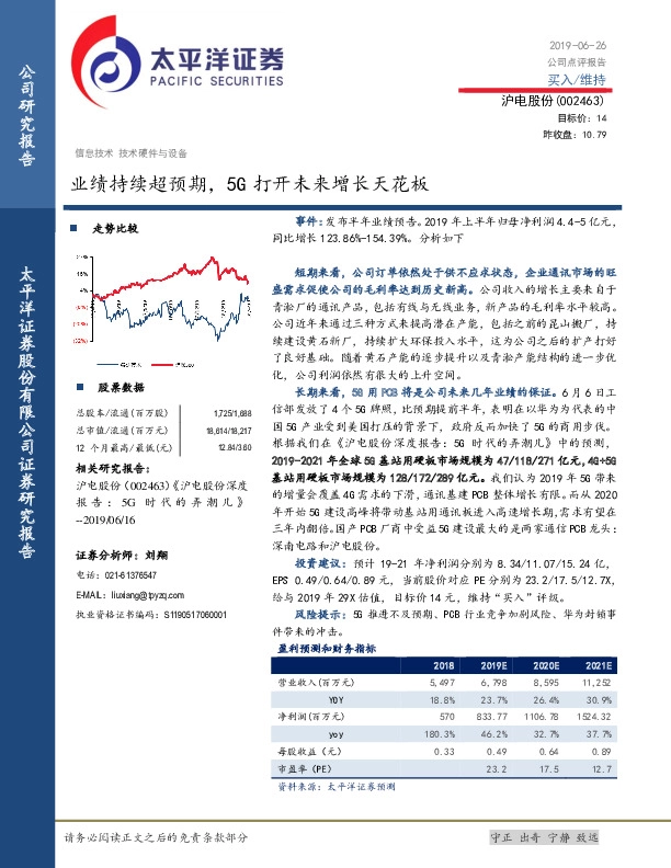 业绩持续超预期，5G打开未来增长天花板