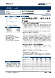 2019年半年度业绩预告点评：实际利润高速增长，海外市场花开正盛