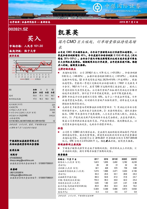 国内CMO巨头崛起，订单增长