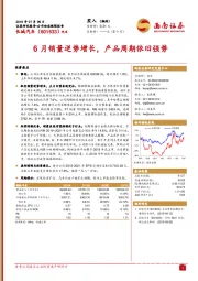 6月销量逆势增长,产品周期依旧强势