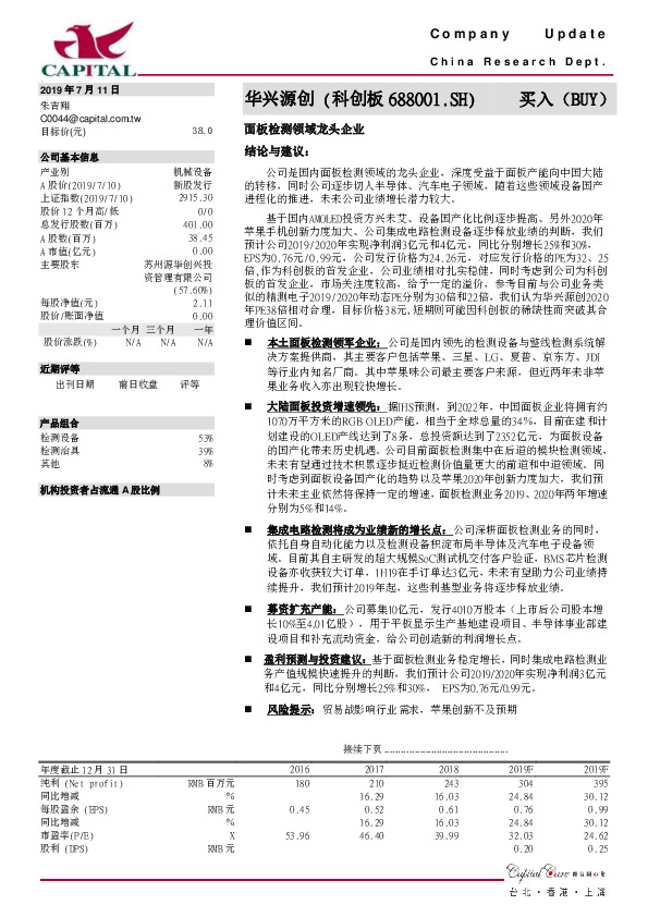 面板检测领域龙头企业