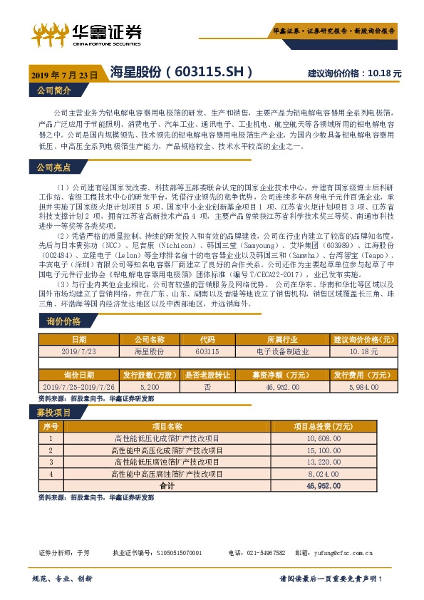 新股询价报告