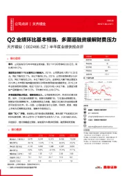 半年度业绩快报点评:Q2业绩环比基本相当,多渠道融资缓解财费压力