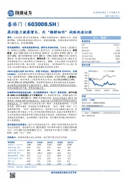 盈利能力健康增长，向“精耕细作”战略快速切换