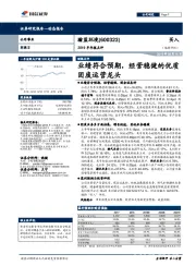 2019半年报点评：业绩符合预期，经营稳健的优质固废运营龙头