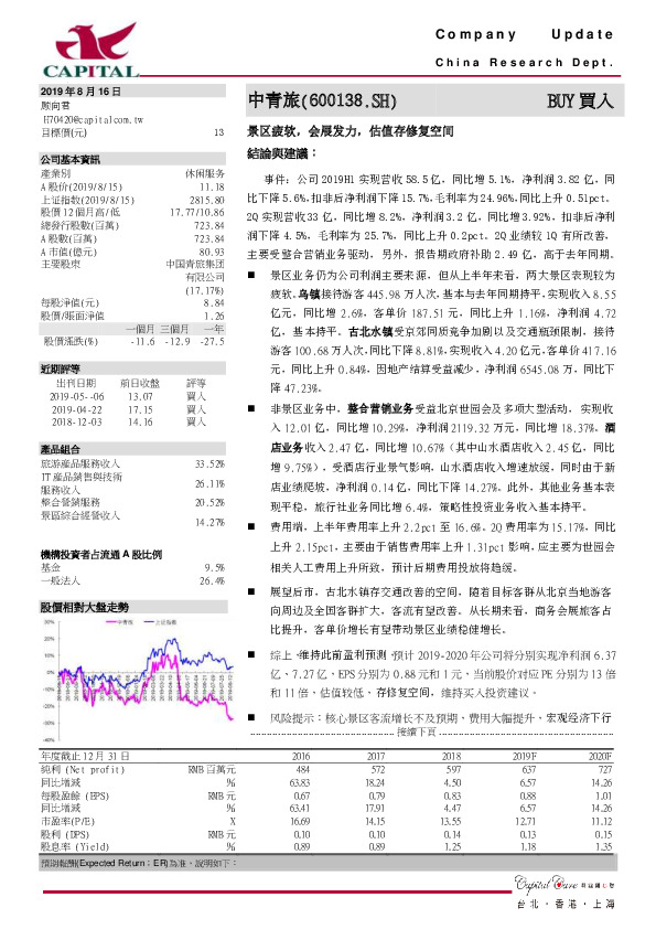 景区疲软，会展发力，估值存修复空间