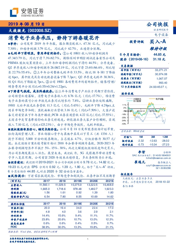 消费电子业务承压，静待下游春暖花开