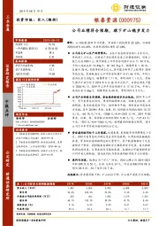 公司业绩符合预期，旗下矿山稳步发力