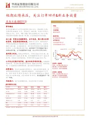 短期业绩承压,关注订单回升&新业务放量