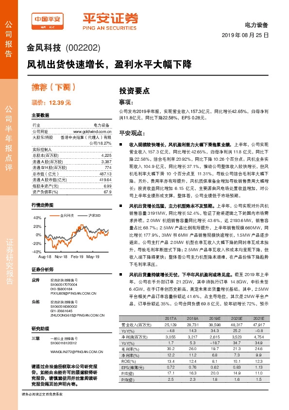 风机出货快速增长，盈利水平大幅下降