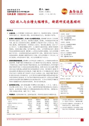 Q2收入与业绩大幅增长，新药研发进展顺利