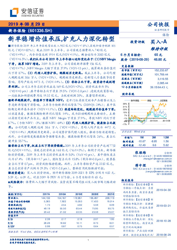 新单稳增价值承压，扩充人力深化转型