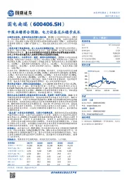 中报业绩符合预期，电力设备龙头稳步成长
