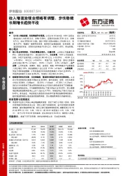 收入增速放缓业绩略有调整，步伐稳健长期增长趋势不改