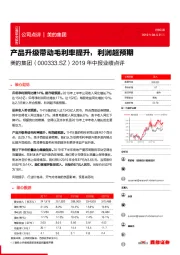 2019年中报业绩点评：产品升级带动毛利率提升，利润超预期