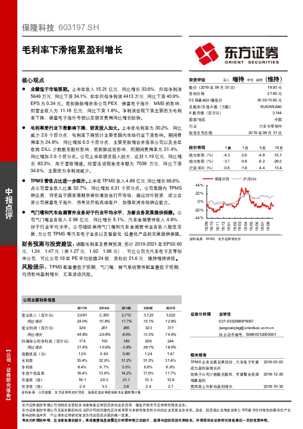 毛利率下滑拖累盈利增长