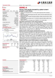 Strong 1H19 results boosted by upbeat cement prices in north China